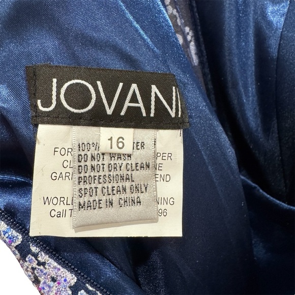 NWT Jovani 44151 Strapless Corset Ball Gown Floral Sheer Formal Prom Navy Sz 16 - Picture 15 of 17